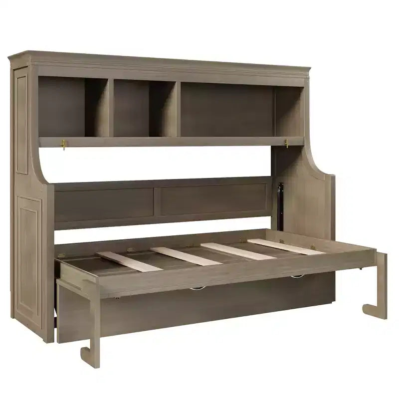 Twin Size Murphy Bed Space-Saving Wall Bed with Desk and Storage Bookshelf - ModernLuxe