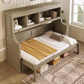 Twin Size Murphy Bed Space-Saving Wall Bed with Desk and Storage Bookshelf - ModernLuxe