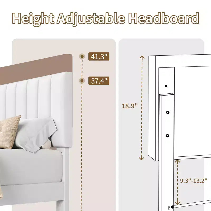 Set of 2 Twin Size Bed Frame, Velvet Upholstered Platform Bed with Adjustable Vertical Channel Tufted Headboard, No Box Spring Needed, Easy Assembly