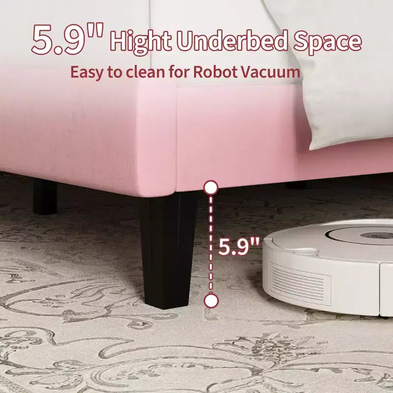 Set of 2 Twin Size Bed Frame, Velvet Upholstered Platform Bed with Adjustable Vertical Channel Tufted Headboard, No Box Spring Needed, Easy Assembly