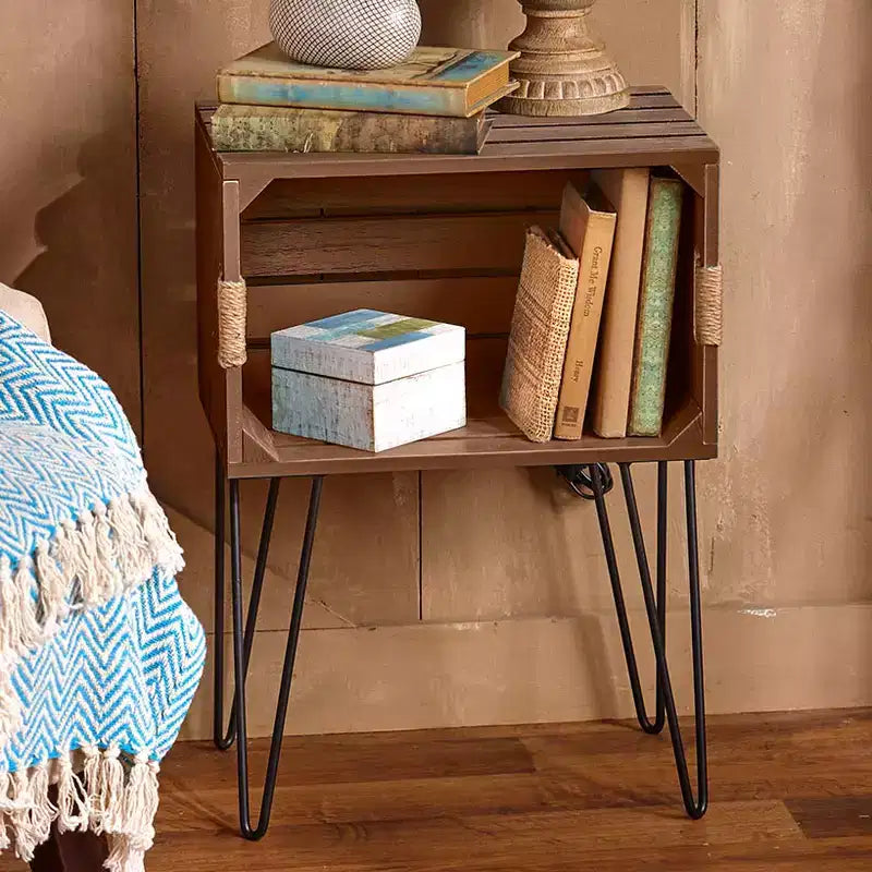 The Lakeside Collection Rustic Wood-Like Crate End Table -