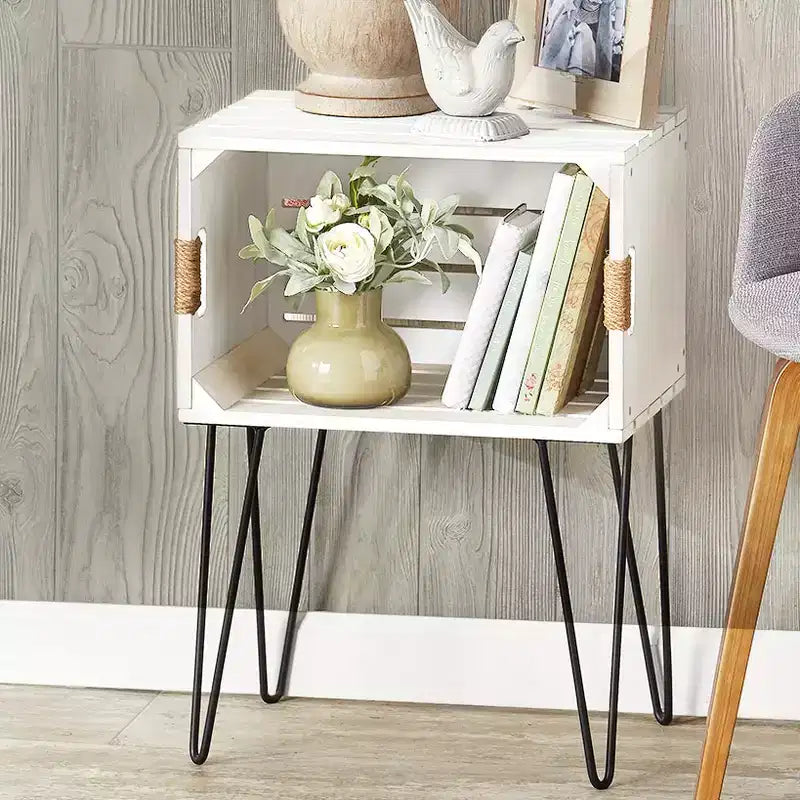 The Lakeside Collection Rustic Wood-Like Crate End Table -