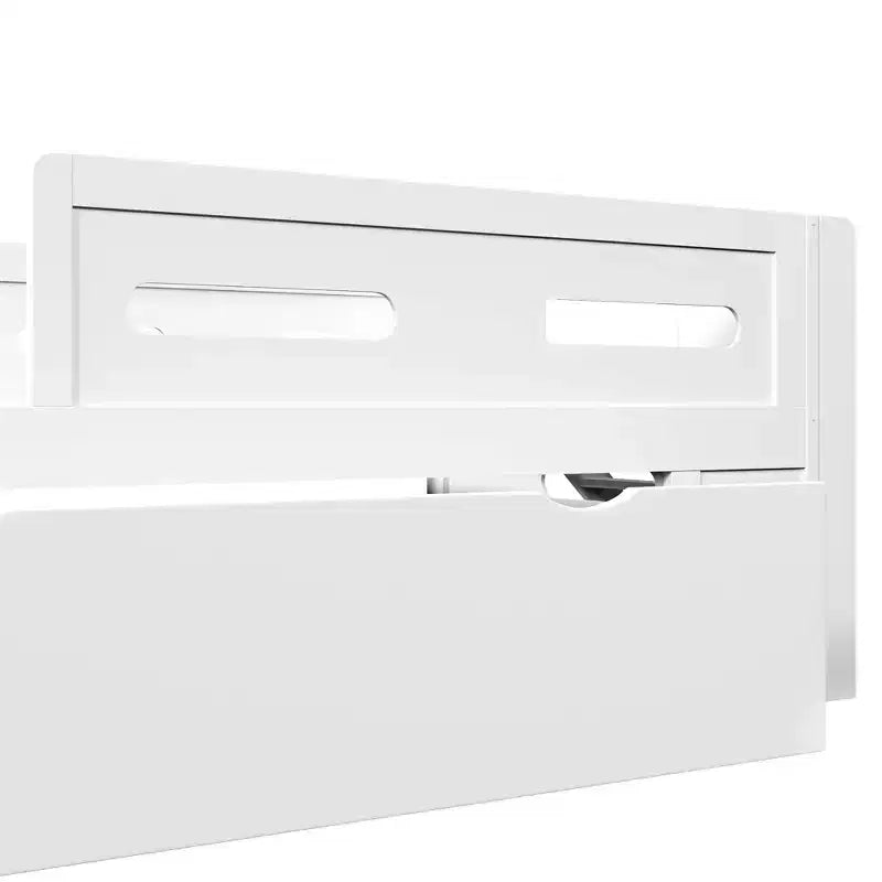 Twin/Full Size Platform Bed Frame with Semi-Enclosed Guardrail and Drawer - ModernLuxe