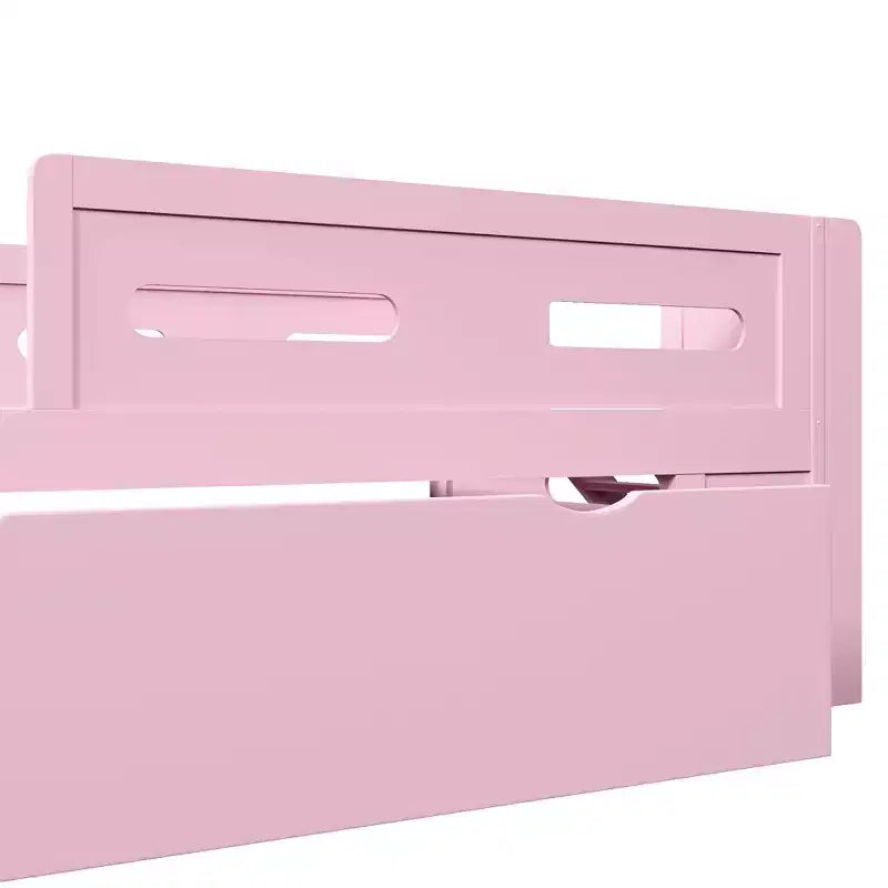 Twin/Full Size Platform Bed Frame with Semi-Enclosed Guardrail and Drawer - ModernLuxe