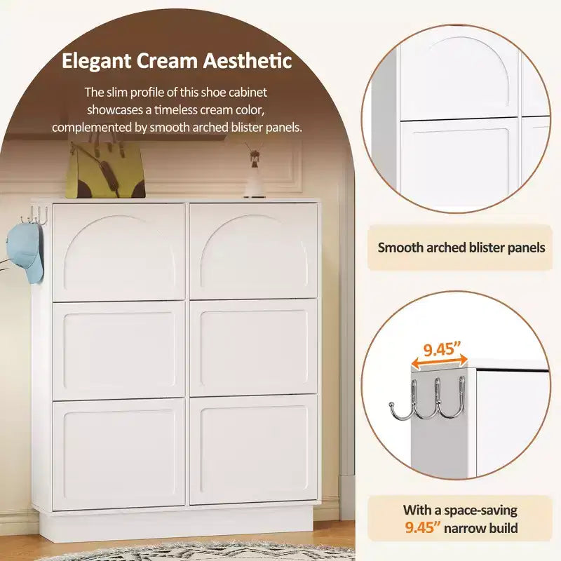 Shoe Storage Cabinet with 6 Drawers, Freestanding Shoe Organizer Cabinet, Entryway Hidden Shoe Rack