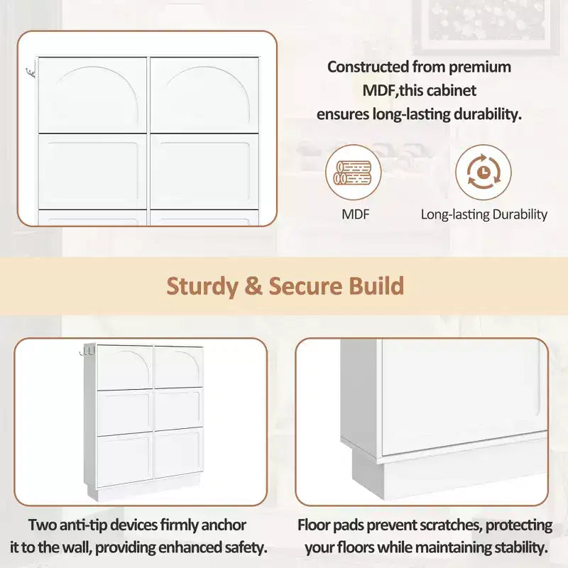 Shoe Storage Cabinet with 6 Drawers, Freestanding Shoe Organizer Cabinet, Entryway Hidden Shoe Rack