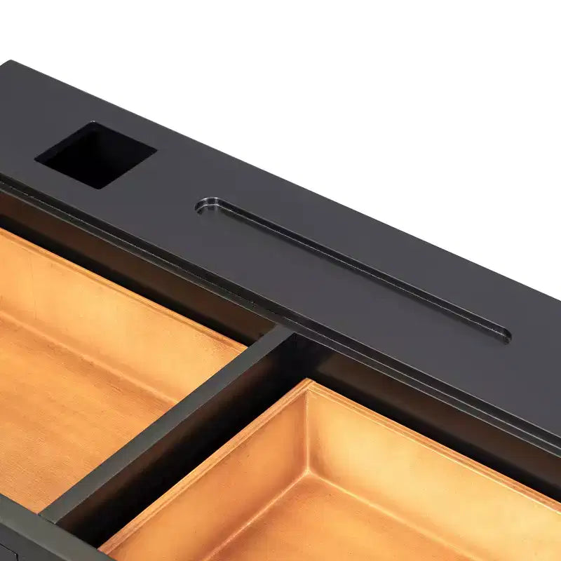 JVNOXK 47-inch Multi-Function Wall-Mounted Vanity with Drawers and Floating Shelves, Suitable for Desks, Bedrooms, and Hair Styling, Black and Gold