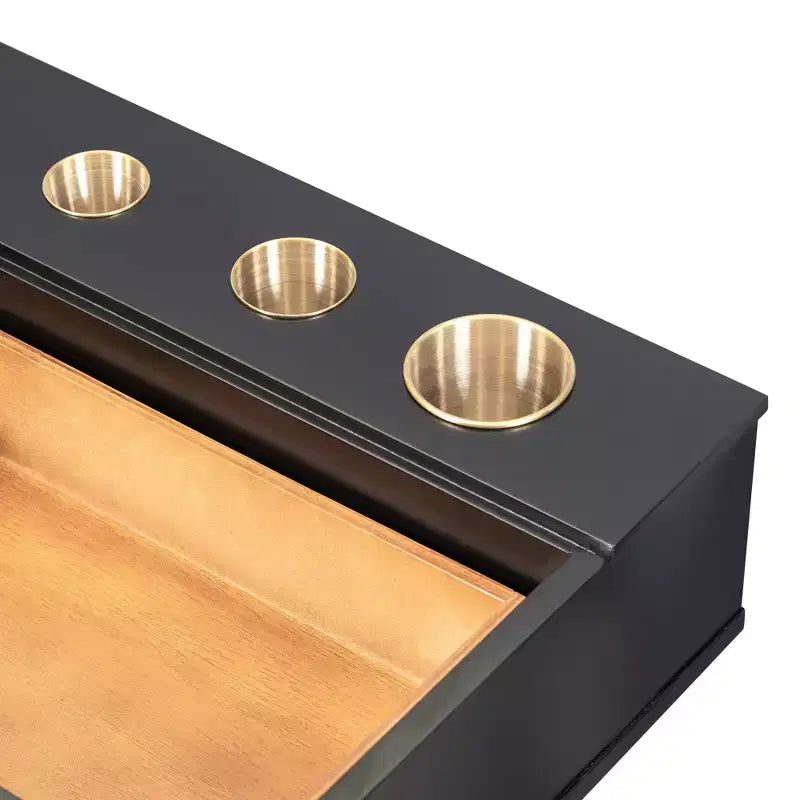 JVNOXK 47-inch Multi-Function Wall-Mounted Vanity with Drawers and Floating Shelves, Suitable for Desks, Bedrooms, and Hair Styling, Black and Gold