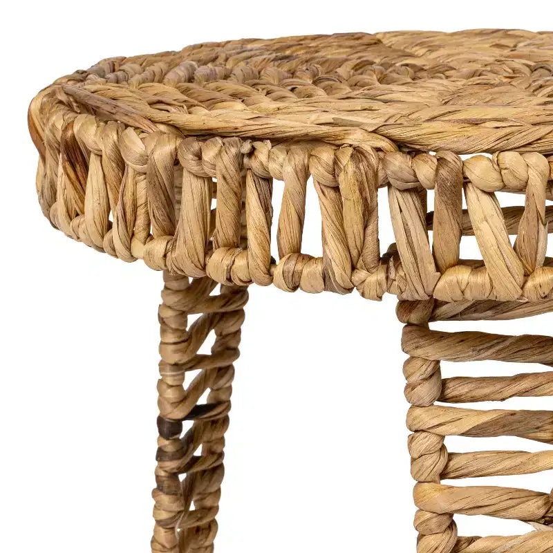 JONATHAN Y Amara 17 Coastal Bohemian Handwoven Water Hyacinth Round Tripod End Table