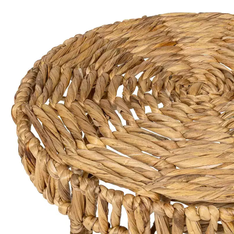 JONATHAN Y Amara 17 Coastal Bohemian Handwoven Water Hyacinth Round Tripod End Table