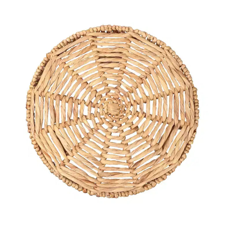 JONATHAN Y Amara 17 Coastal Bohemian Handwoven Water Hyacinth Round Tripod End Table