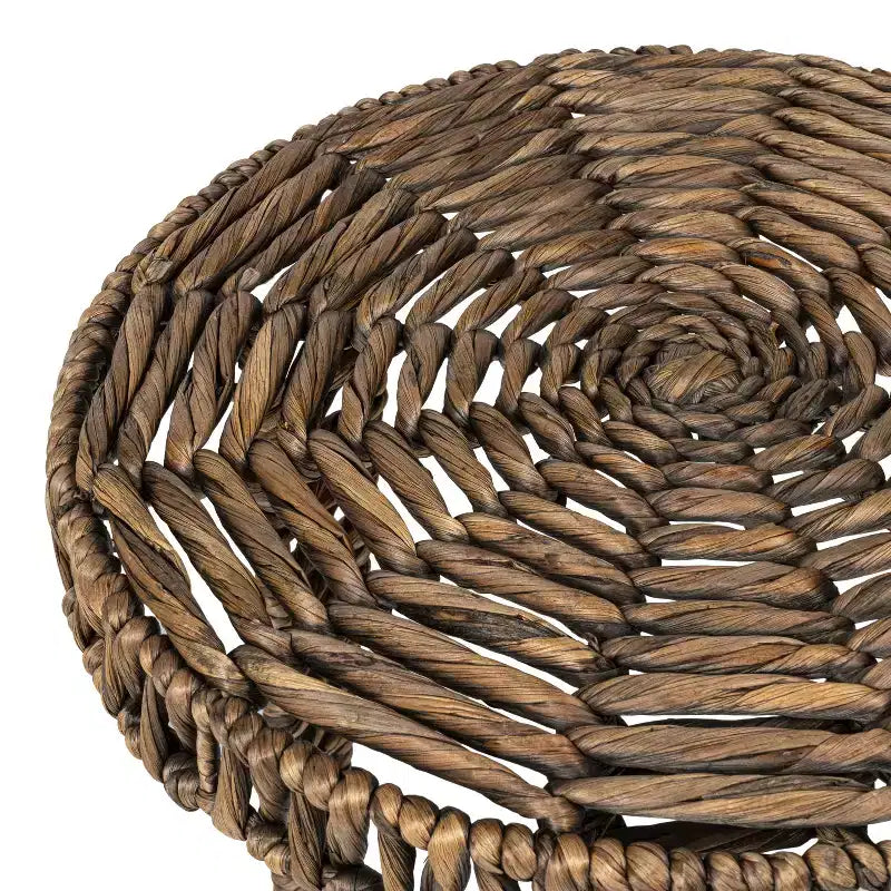 JONATHAN Y Amara 17 Coastal Bohemian Handwoven Water Hyacinth Round Tripod End Table