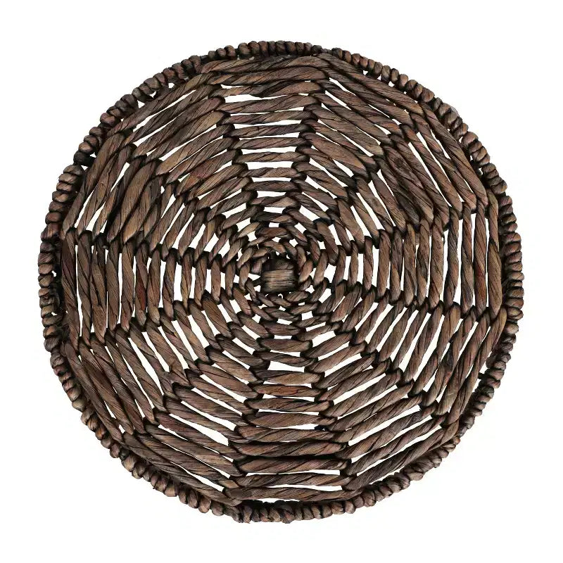 JONATHAN Y Amara 17 Coastal Bohemian Handwoven Water Hyacinth Round Tripod End Table