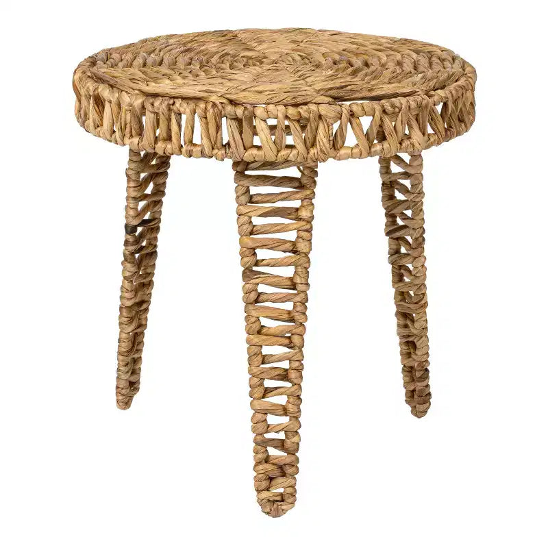 JONATHAN Y Amara 17 Coastal Bohemian Handwoven Water Hyacinth Round Tripod End Table