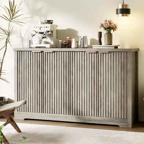 4-Door Modern Wood Sideboard Buffet Cabinet, with Storage Space, Credenza Coffee Bar Table Console for Living Room, Kitchen, Dining Room & Hallway