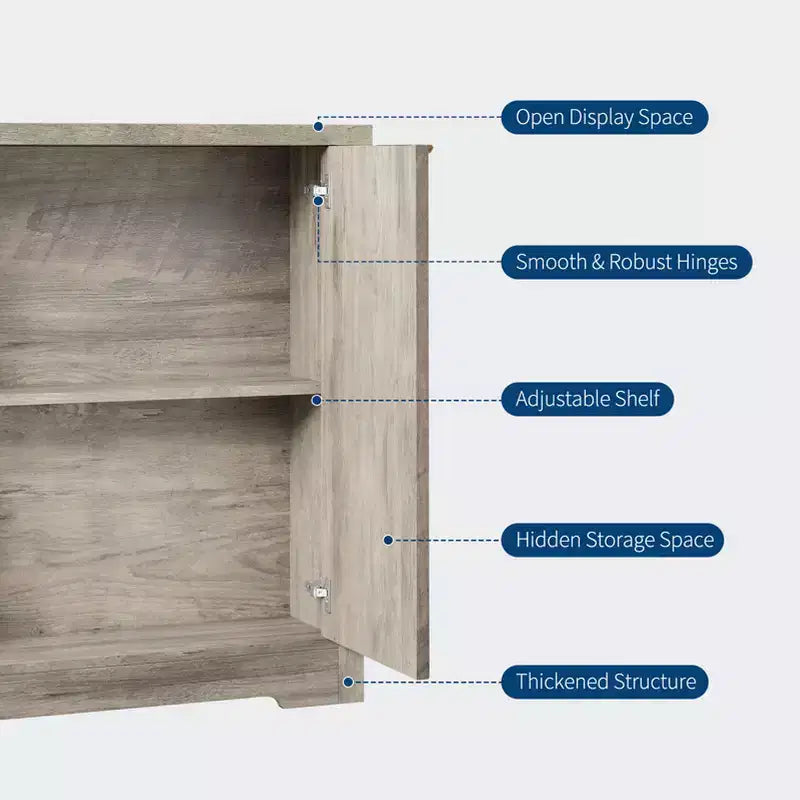 4-Door Modern Wood Sideboard Buffet Cabinet, with Storage Space, Credenza Coffee Bar Table Console for Living Room, Kitchen, Dining Room & Hallway