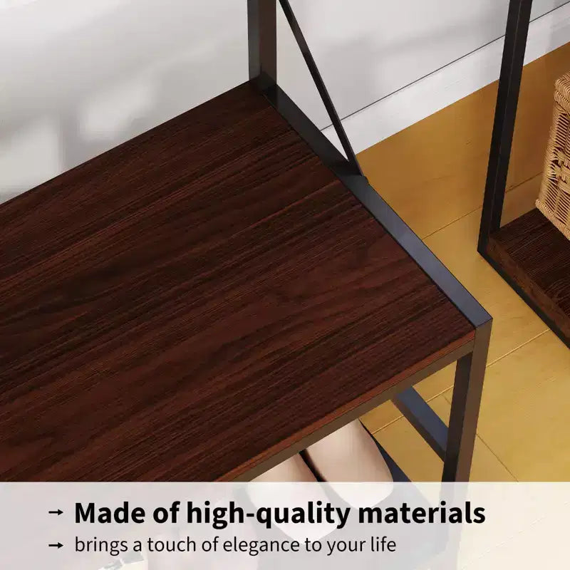5 in 1 Hall Tree with Bench and Shoe Storage,39 Coat and Shoe Rack with Adjustable Shelf,Versatile Freestanding Clothes Rack for Bedroom