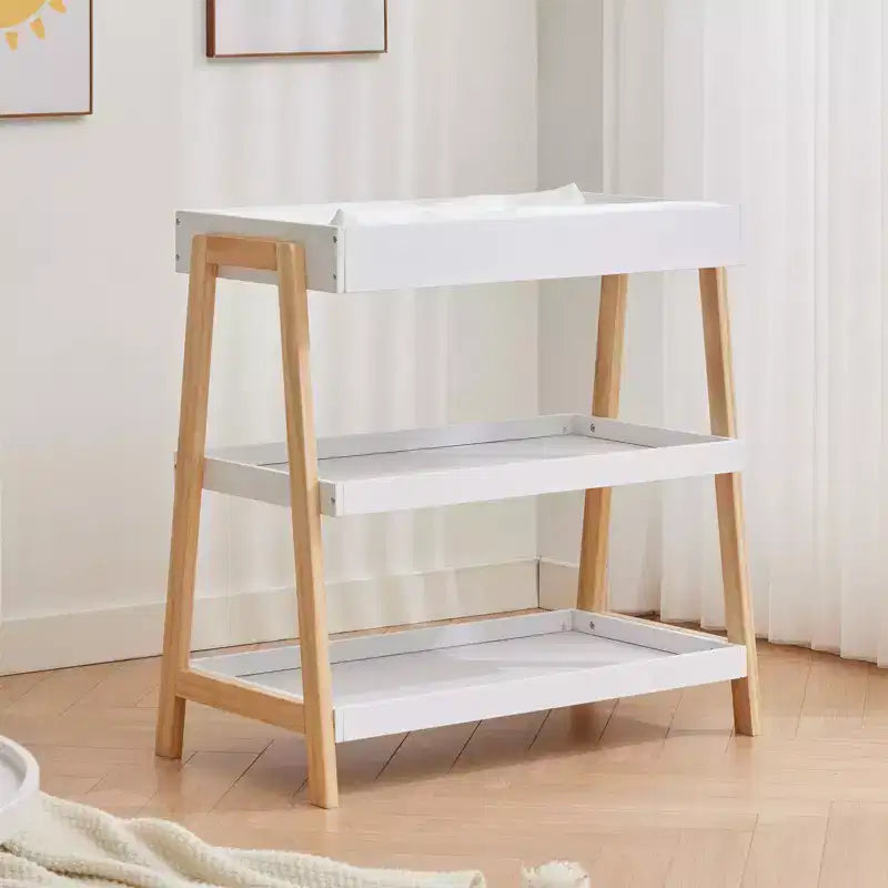 Baby Changing Station, Diaper Changing Table with Waterproof Pad, Modern Portable Infant Diaper Station with 2 Storage Shelves for Newborn Baby