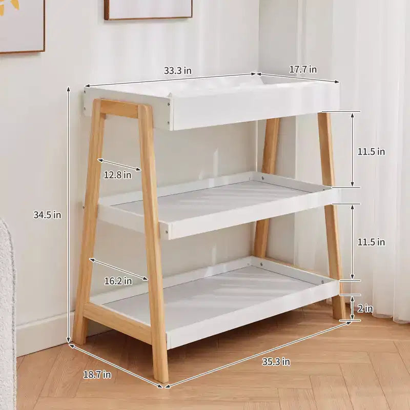 Baby Changing Station, Diaper Changing Table with Waterproof Pad, Modern Portable Infant Diaper Station with 2 Storage Shelves for Newborn Baby