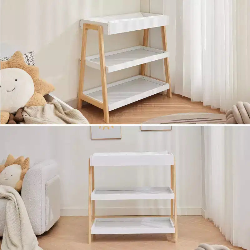 Baby Changing Station, Diaper Changing Table with Waterproof Pad, Modern Portable Infant Diaper Station with 2 Storage Shelves for Newborn Baby