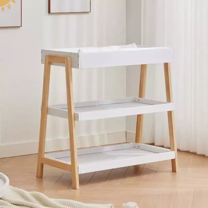 Baby Changing Station, Diaper Changing Table with Waterproof Pad, Modern Portable Infant Diaper Station with 2 Storage Shelves for Newborn Baby