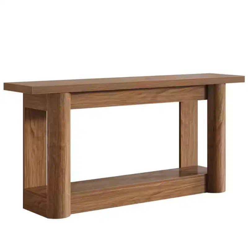 GDFStudio Anastasia Farmhouse Wooden Rectangular 2-Tier Console Table with Curved Legs