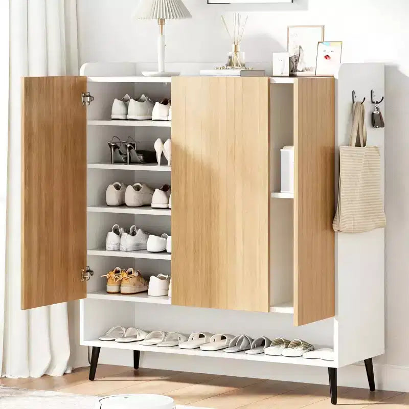 Shoe Cabinet with 3 Doors, Adjustable Shelves, Freestanding Shoes Rack Organizer, for Hallway, Entryway