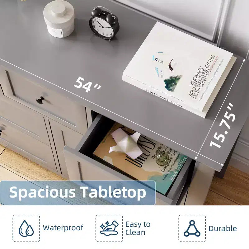 Modern Simplist Wood Storage Chest, 7 Drawers Dresser, Deep Drawers, for Living Room, Hallway