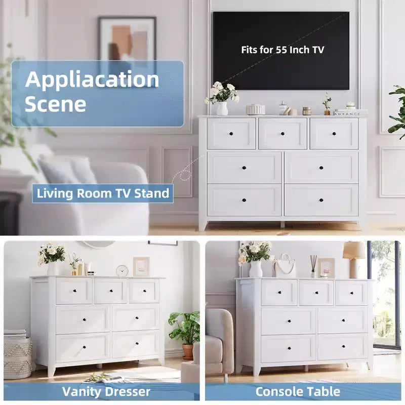 Modern Simplist Wood Storage Chest, 7 Drawers Dresser, Deep Drawers, for Living Room, Hallway
