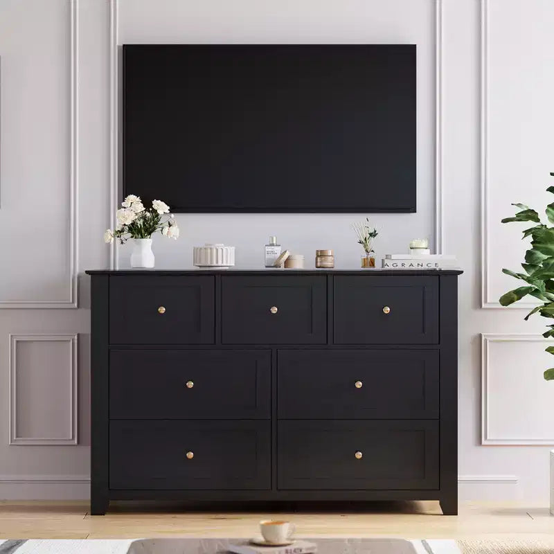 Modern Simplist Wood Storage Chest, 7 Drawers Dresser, Deep Drawers, for Living Room, Hallway