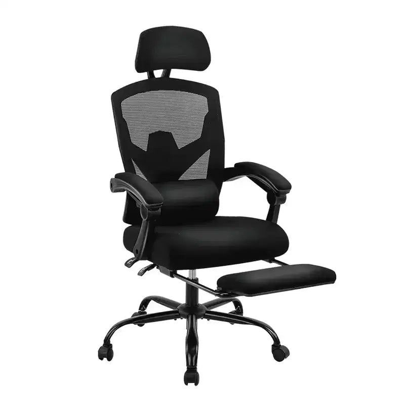 MAYEERTY Office Chair with Flip-Up Armrests Ergonomic Lumbar Support PU Leather