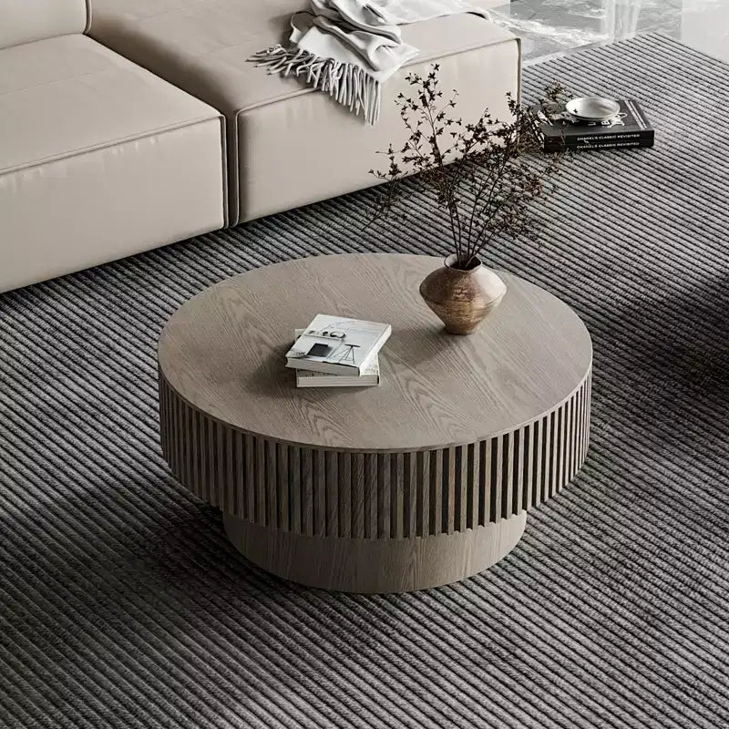 GDFStudio Sophia Modern Round Coffee Table with Storage