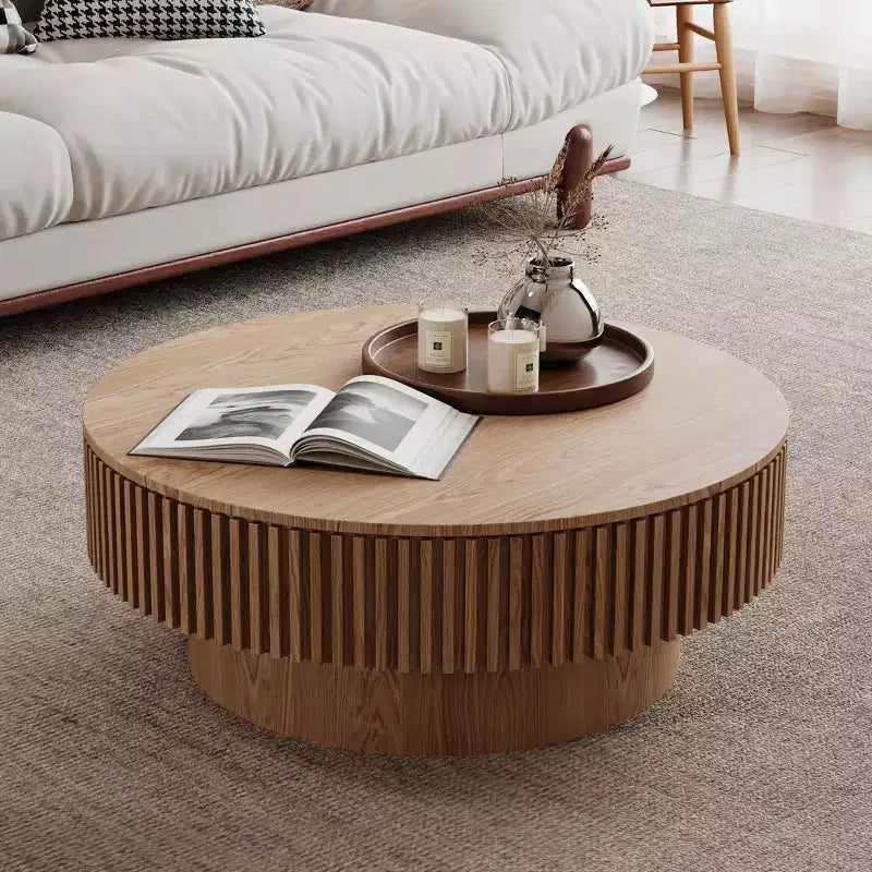 GDFStudio Sophia Modern Round Coffee Table with Storage