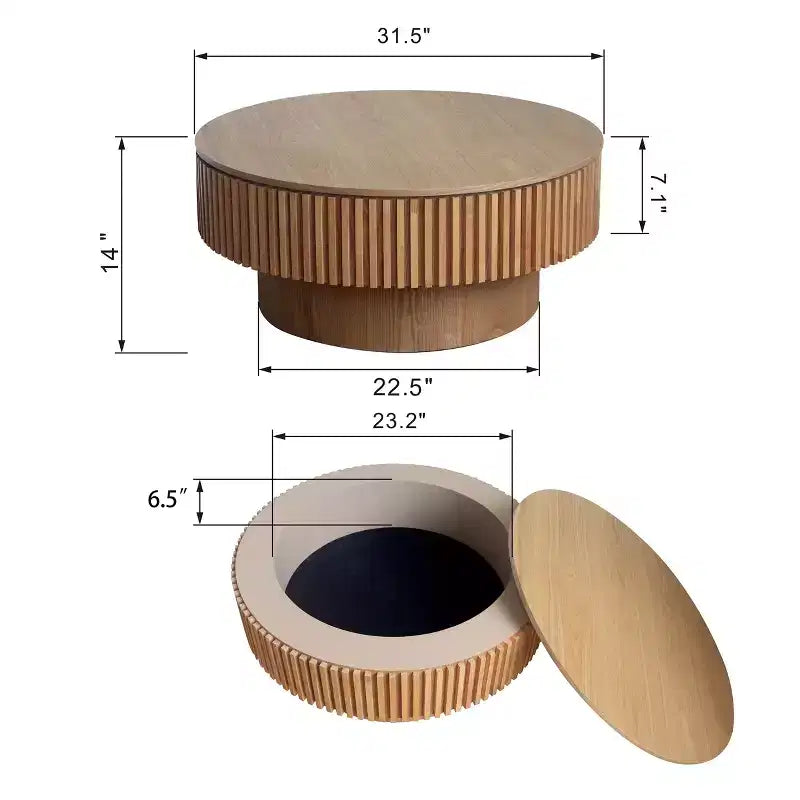 GDFStudio Sophia Modern Round Coffee Table with Storage