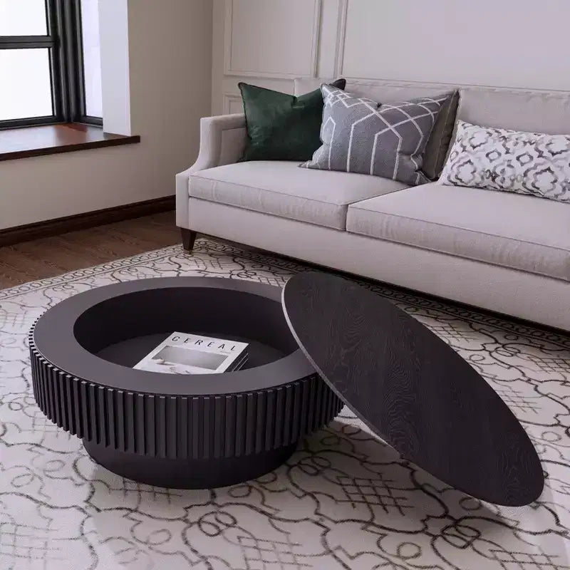 GDFStudio Sophia Modern Round Coffee Table with Storage