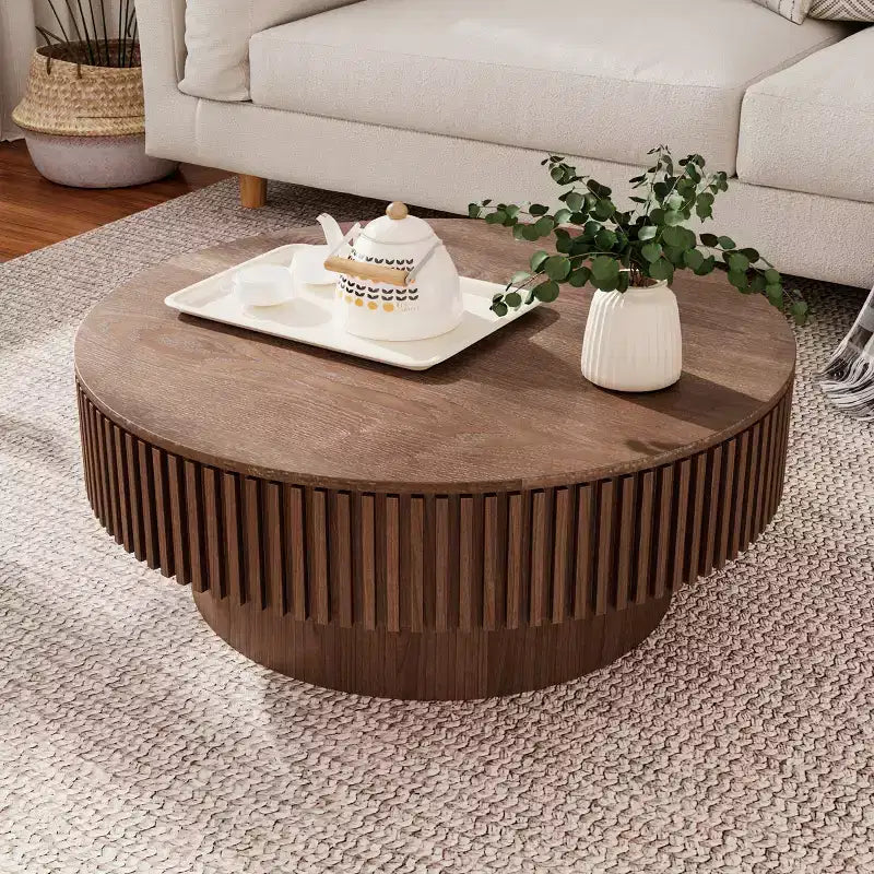 GDFStudio Sophia Modern Round Coffee Table with Storage