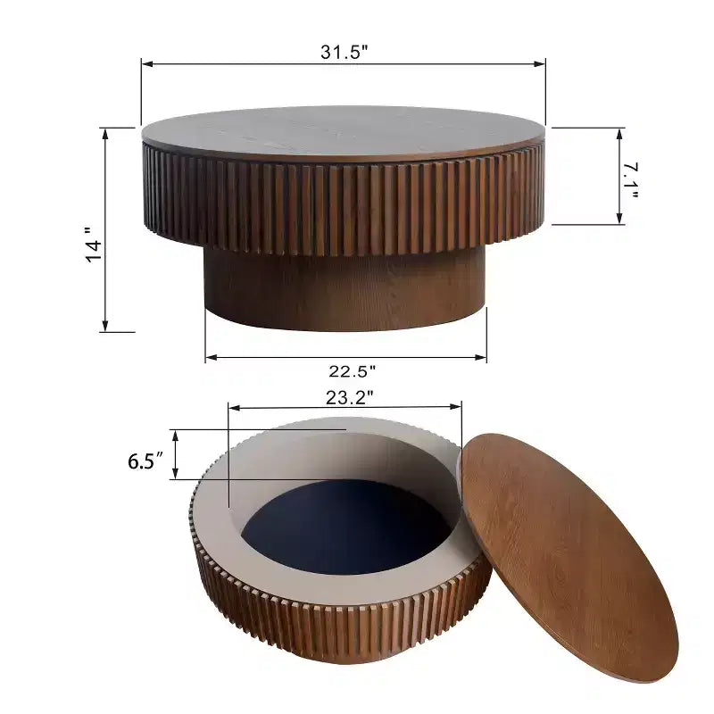 GDFStudio Sophia Modern Round Coffee Table with Storage