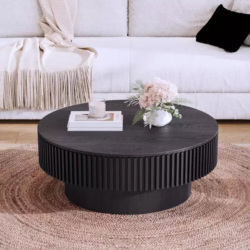 GDFStudio Sophia Modern Round Coffee Table with Storage