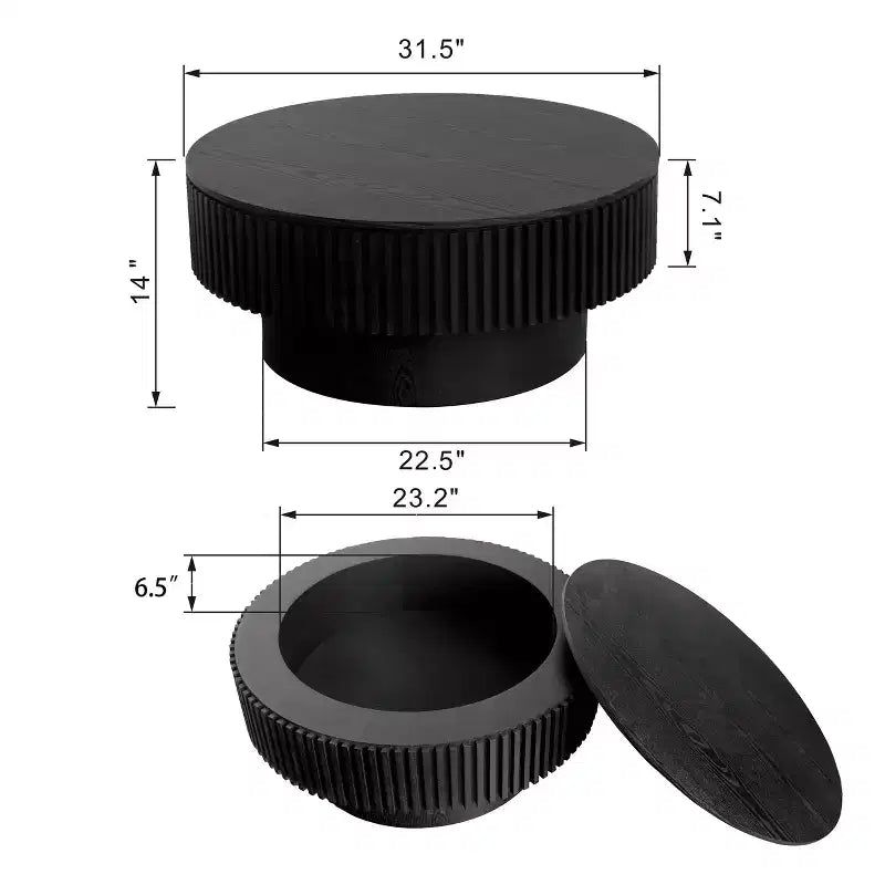 GDFStudio Sophia Modern Round Coffee Table with Storage