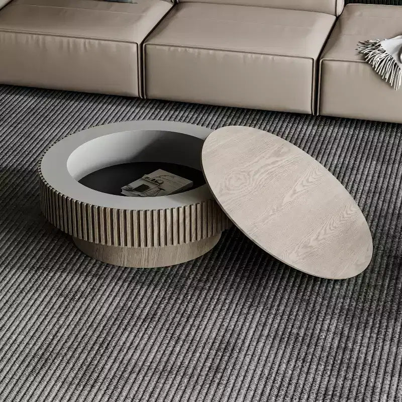 GDFStudio Sophia Modern Round Coffee Table with Storage