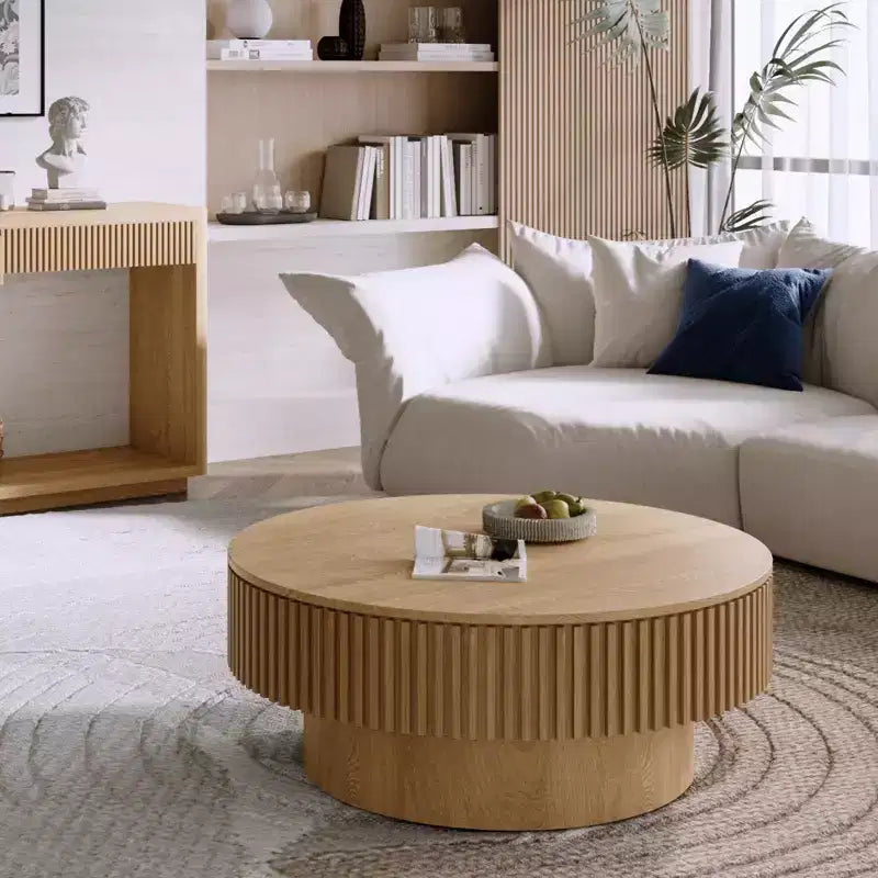 GDFStudio Sophia Modern Round Coffee Table with Storage