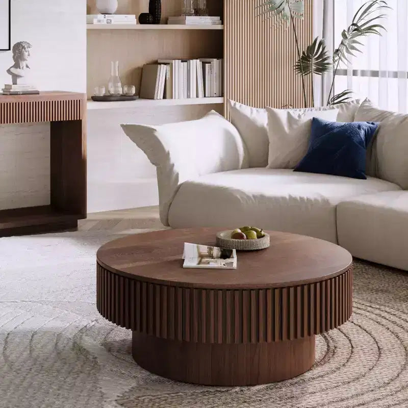 GDFStudio Sophia Modern Round Coffee Table with Storage