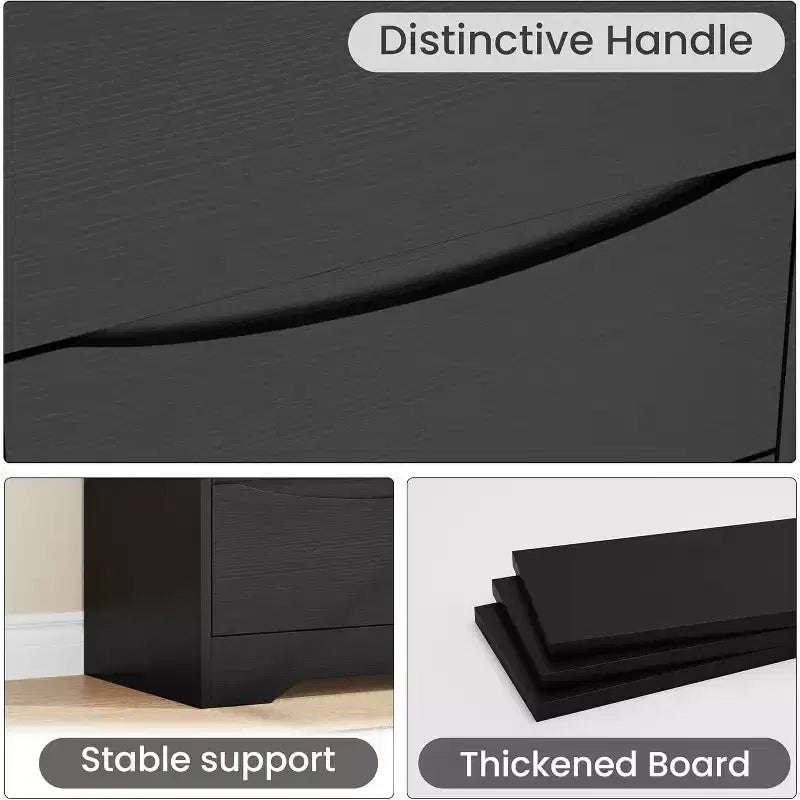 Wooden Dresser with 3 Drawers, Long Storage Dresser, Modern Closet, for Bedroom, Living Room