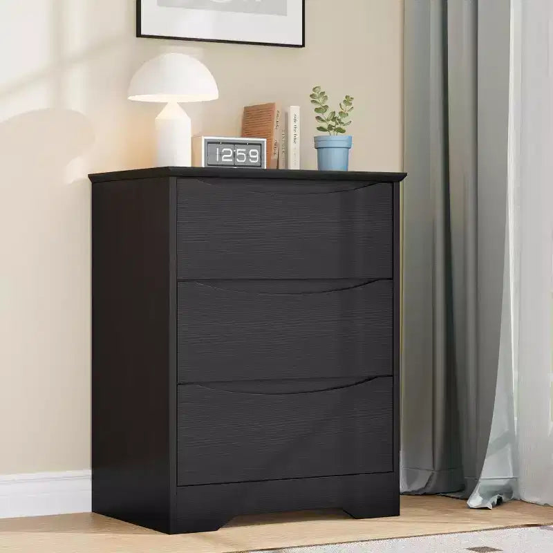 Wooden Dresser with 3 Drawers, Long Storage Dresser, Modern Closet, for Bedroom, Living Room