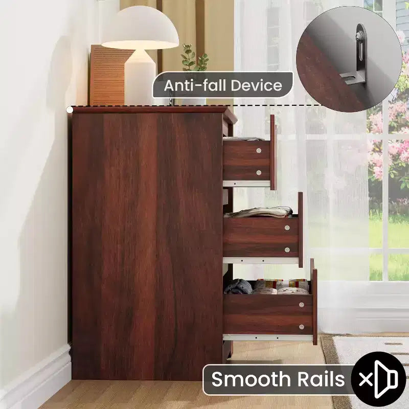 Wooden Dresser with 3 Drawers, Long Storage Dresser, Modern Closet, for Bedroom, Living Room