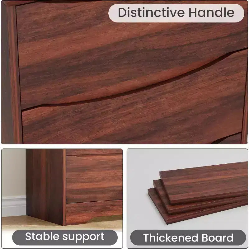 Wooden Dresser with 3 Drawers, Long Storage Dresser, Modern Closet, for Bedroom, Living Room