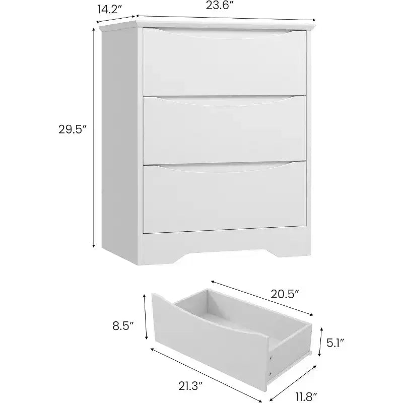 Wooden Dresser with 3 Drawers, Long Storage Dresser, Modern Closet, for Bedroom, Living Room