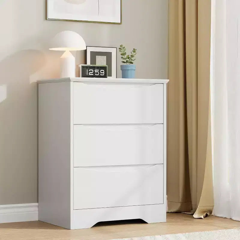 Wooden Dresser with 3 Drawers, Long Storage Dresser, Modern Closet, for Bedroom, Living Room