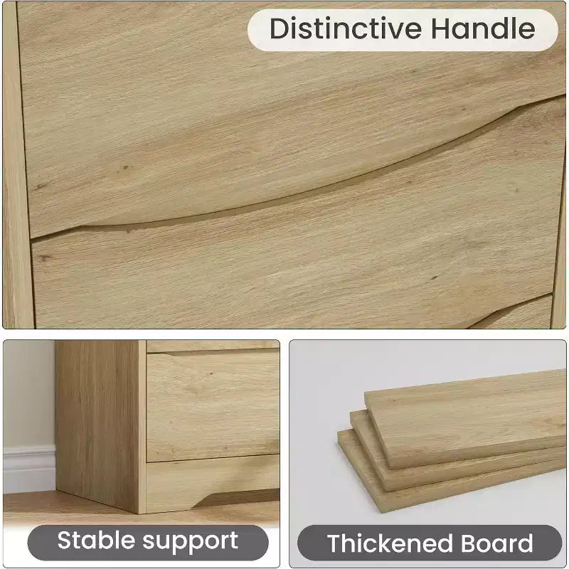 Wooden Dresser with 3 Drawers, Long Storage Dresser, Modern Closet, for Bedroom, Living Room