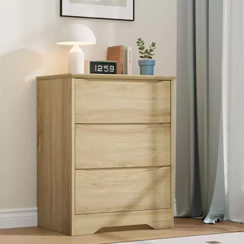 Wooden Dresser with 3 Drawers, Long Storage Dresser, Modern Closet, for Bedroom, Living Room